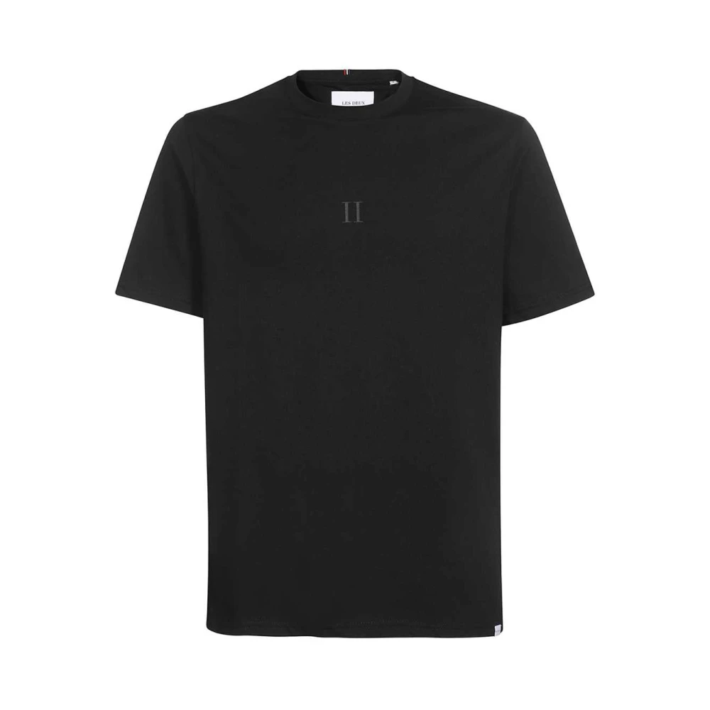 Les Deux Katoenen Crew-Neck T-Shirt met Tricolor Detail Black Heren