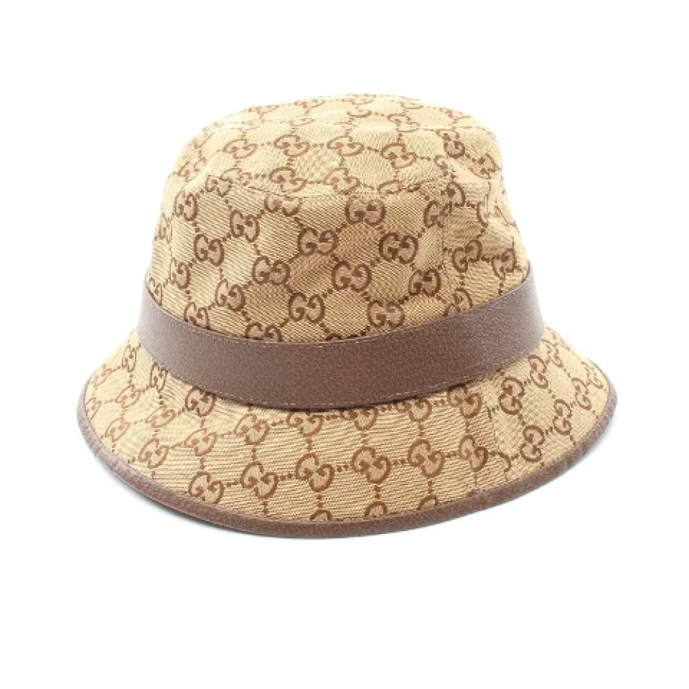 Gucci Vintage Pre-owned Leather hats Beige Dames