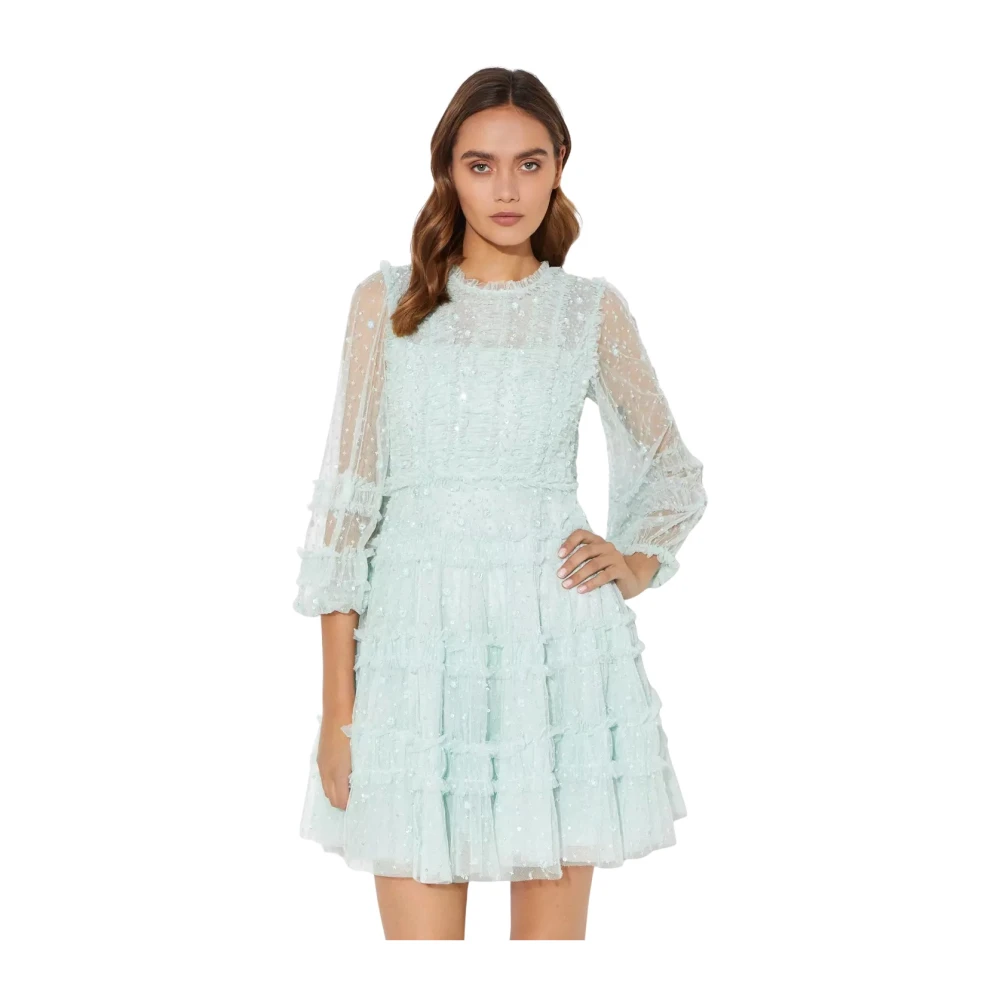 Needle & Thread Mint Tule Violet Mini Jurk Green Dames
