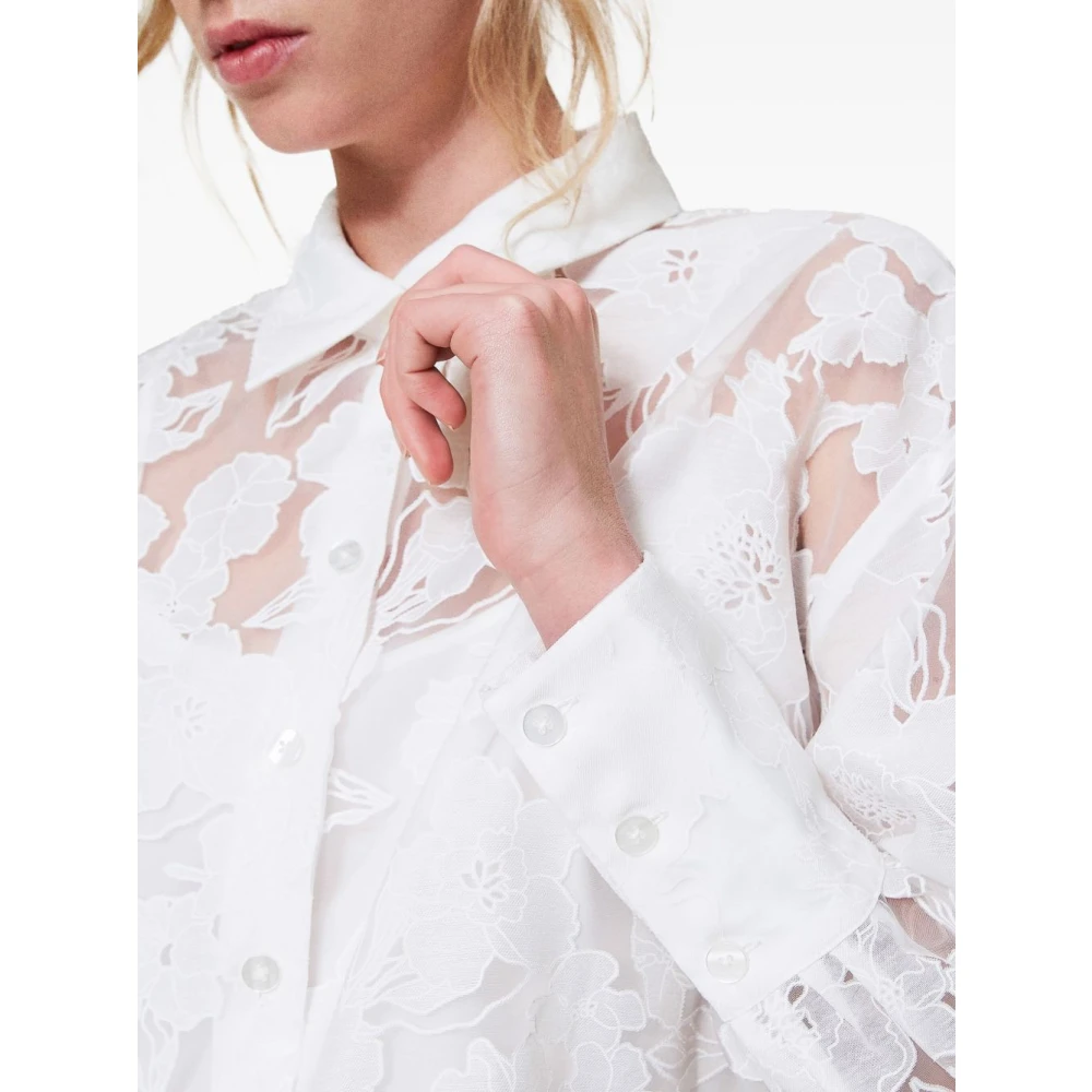 Twinset Witte Bloemenoverhemd Met Knopen White Dames