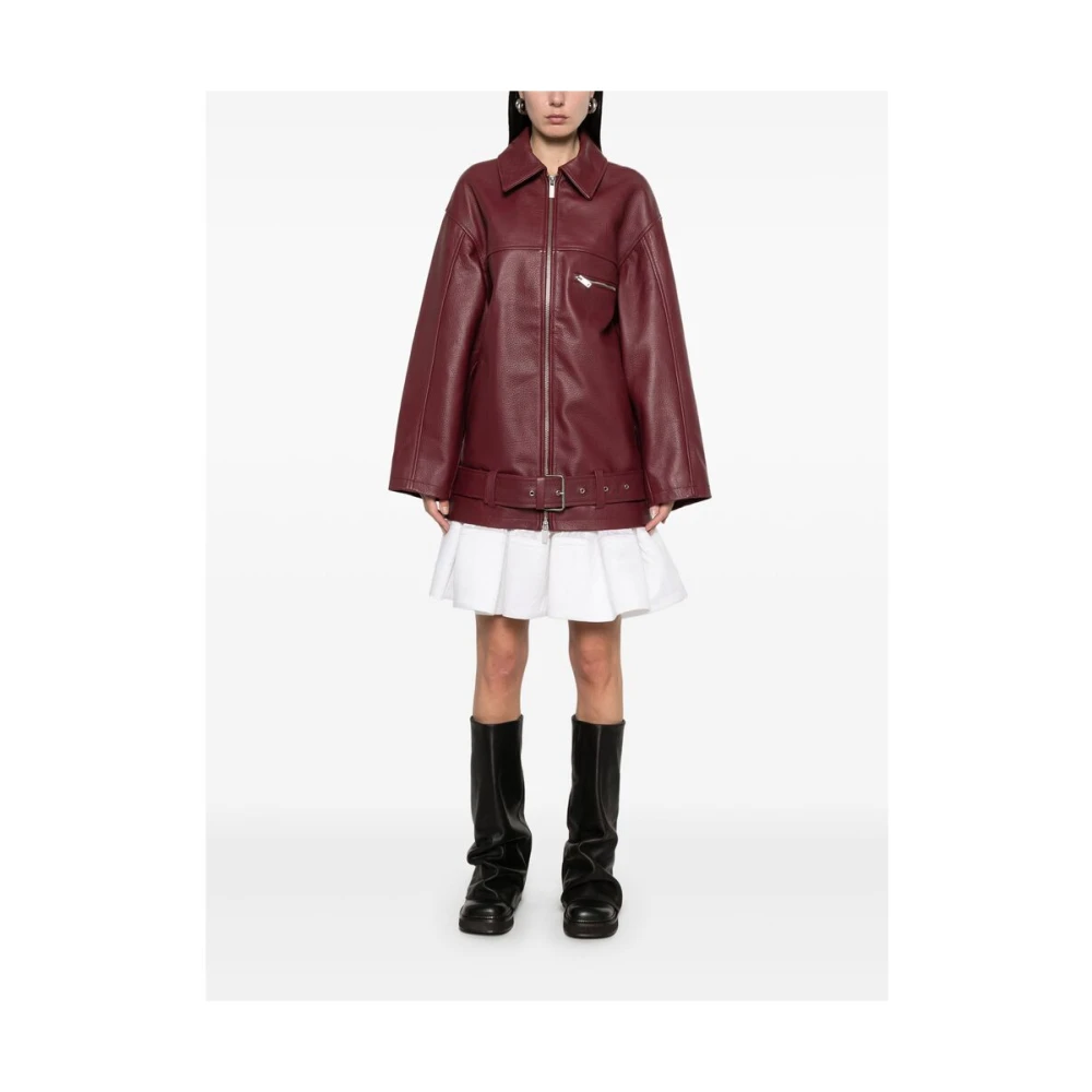 Remain Birger Christensen Rode Rits-Front Geriemde Buitenkleding Jas Red Dames