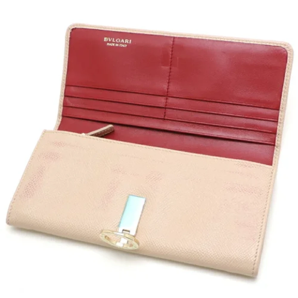 Bvlgari Vintage Pre-owned Leather wallets Beige Dames