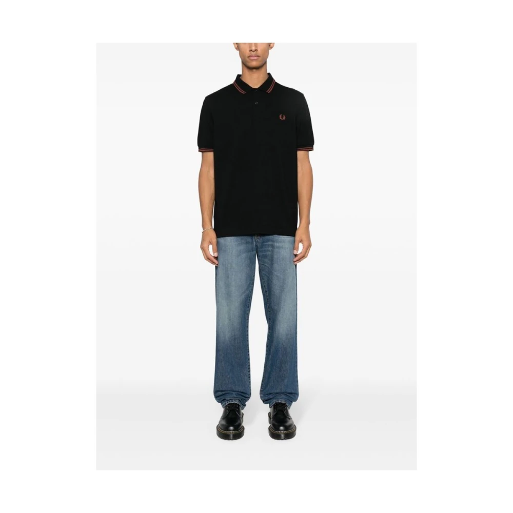 Fred Perry Zwarte Katoenen Polotrui met Geborduurd Logo Black Heren