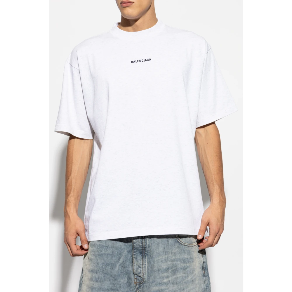 Balenciaga T-shirt met geborduurd logo White Heren