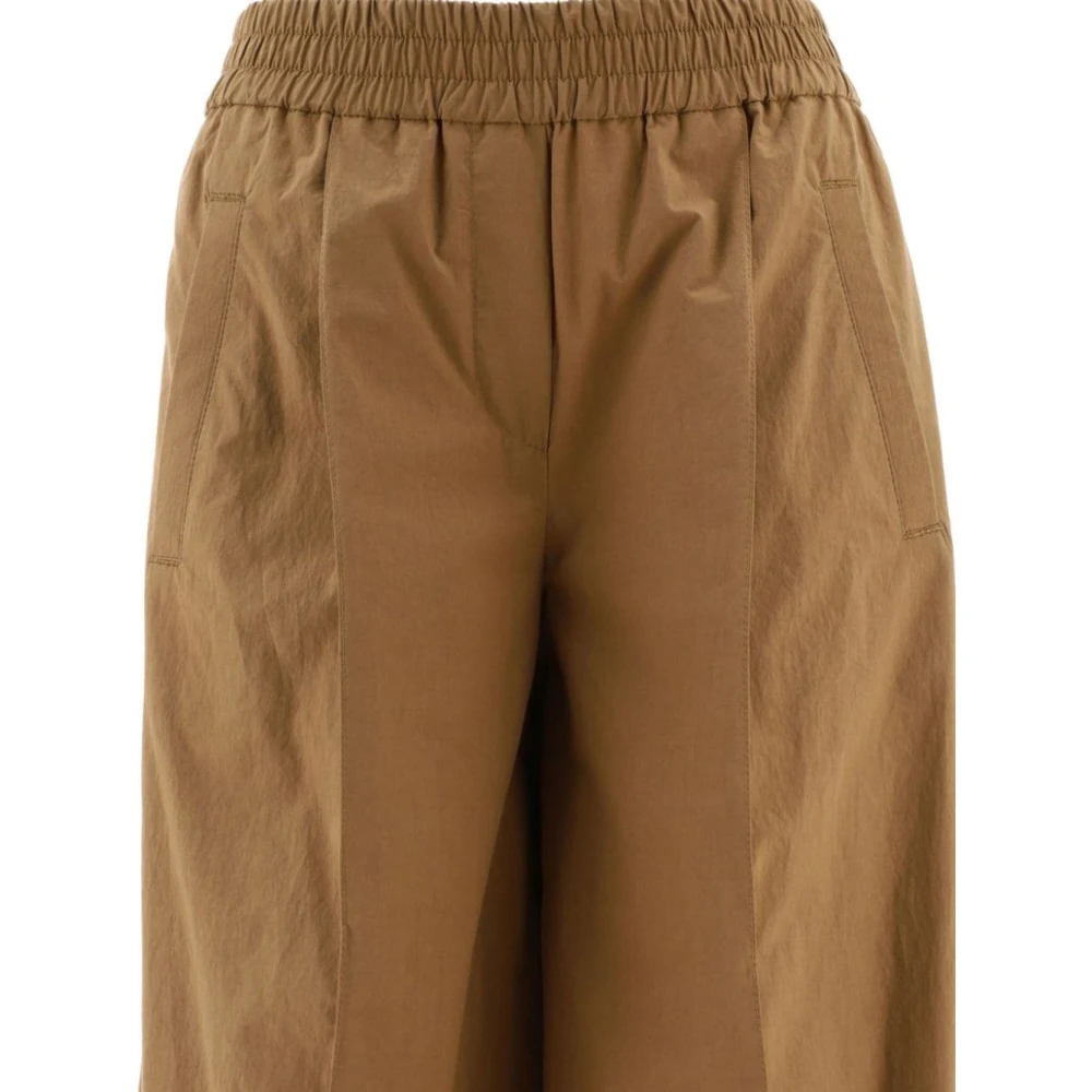 BRUNELLO CUCINELLI Elegante Katoenen Broek Beige Dames