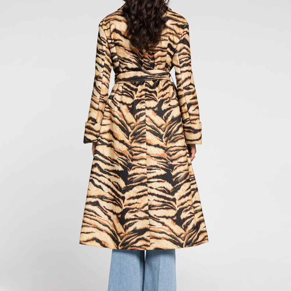Roberto Cavalli Tijgerprint Omslagjas met Riem Brown Dames