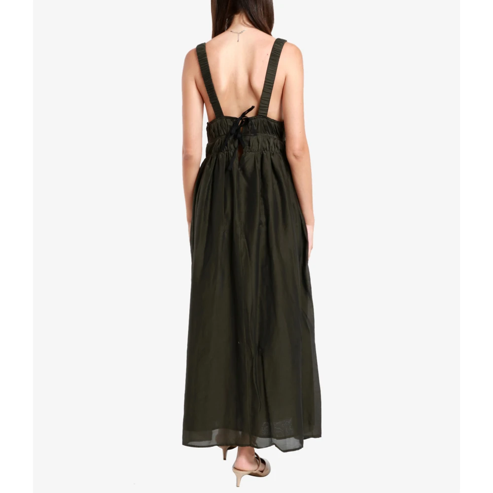 Semicouture Militaire Lange Jurk met Topstitching Green Dames