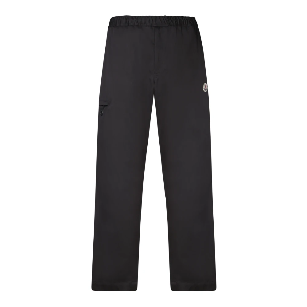 Moncler Zwarte Technische Stof Elastische Taille Broek Black Heren