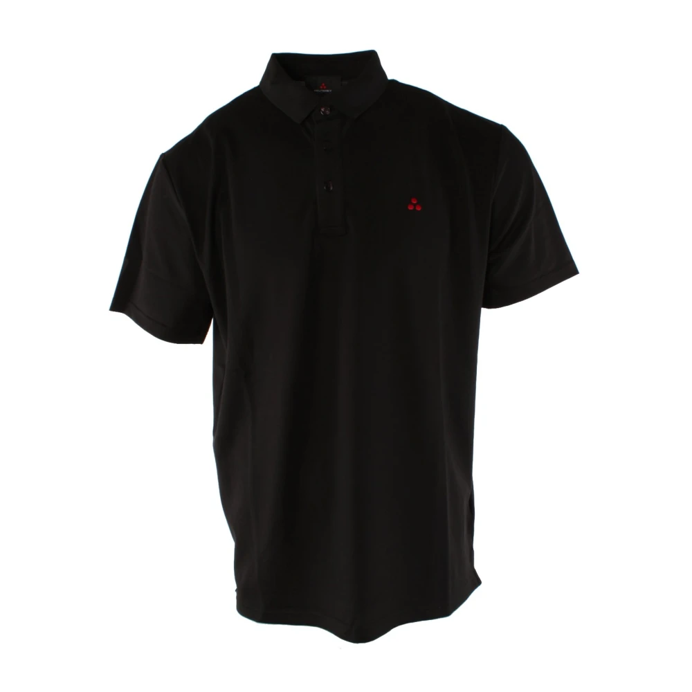 Peuterey Zwarte Polo Shirt met Zijde Mix Black Heren