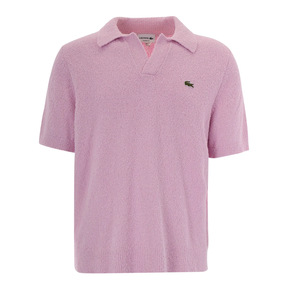 Lacoste Men's Pink Polo Shirts, S, Classic Fit Bouclé Knit Polo