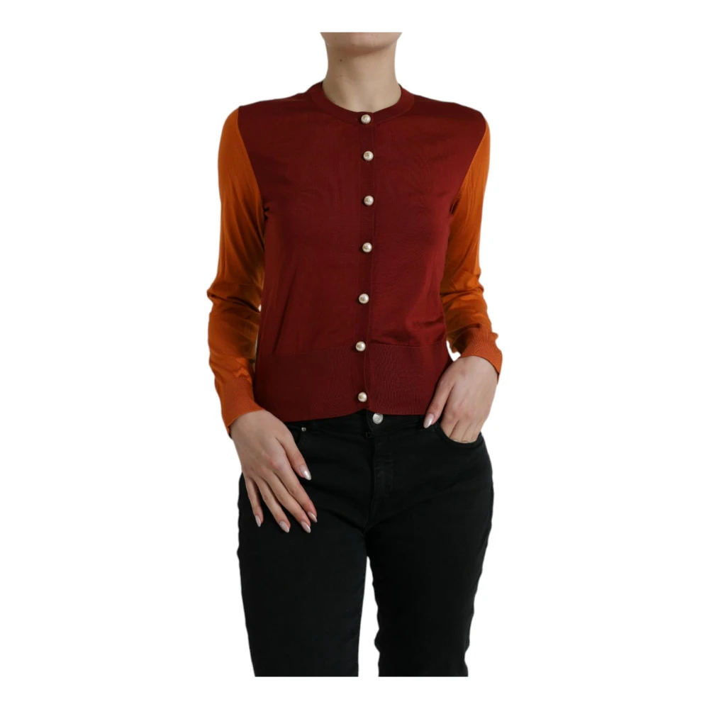 Dolce & Gabbana Women's Multicolor Cardigans, Xs, Silk Crewneck Cardigan Jumper