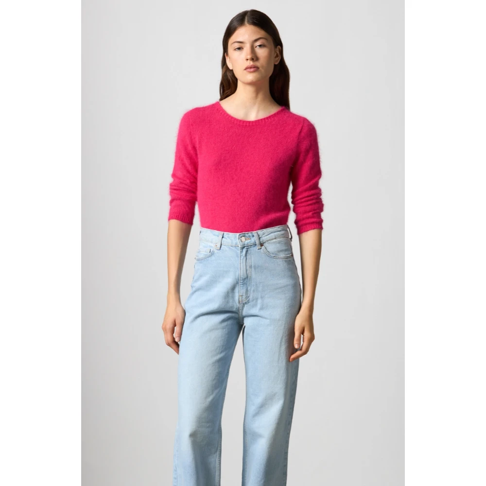 Roberto Collina Angora Trui 3 4 Mouw Fuchsia Pink Dames