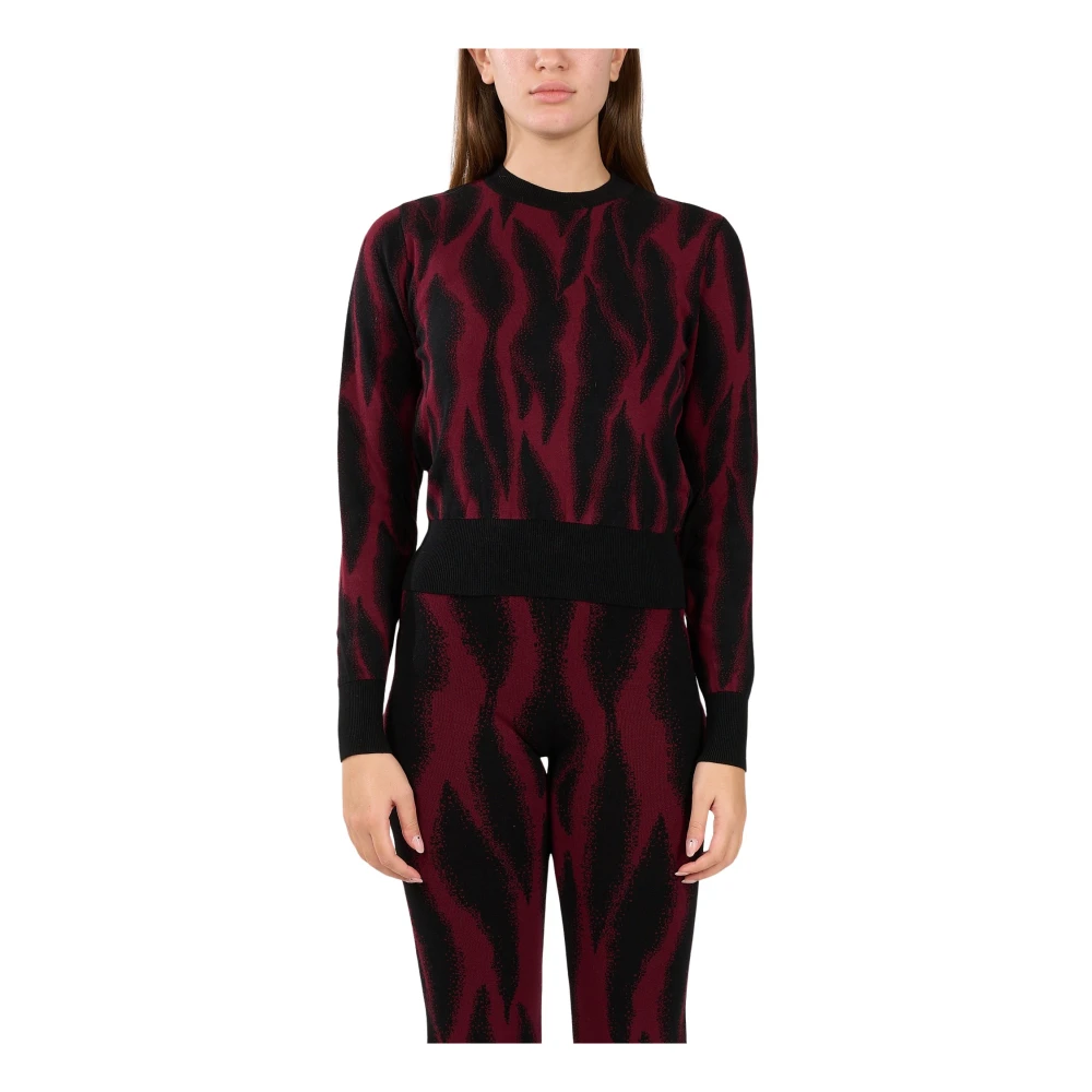 Akep Animal Print Cropped Viscose Top Red Dames