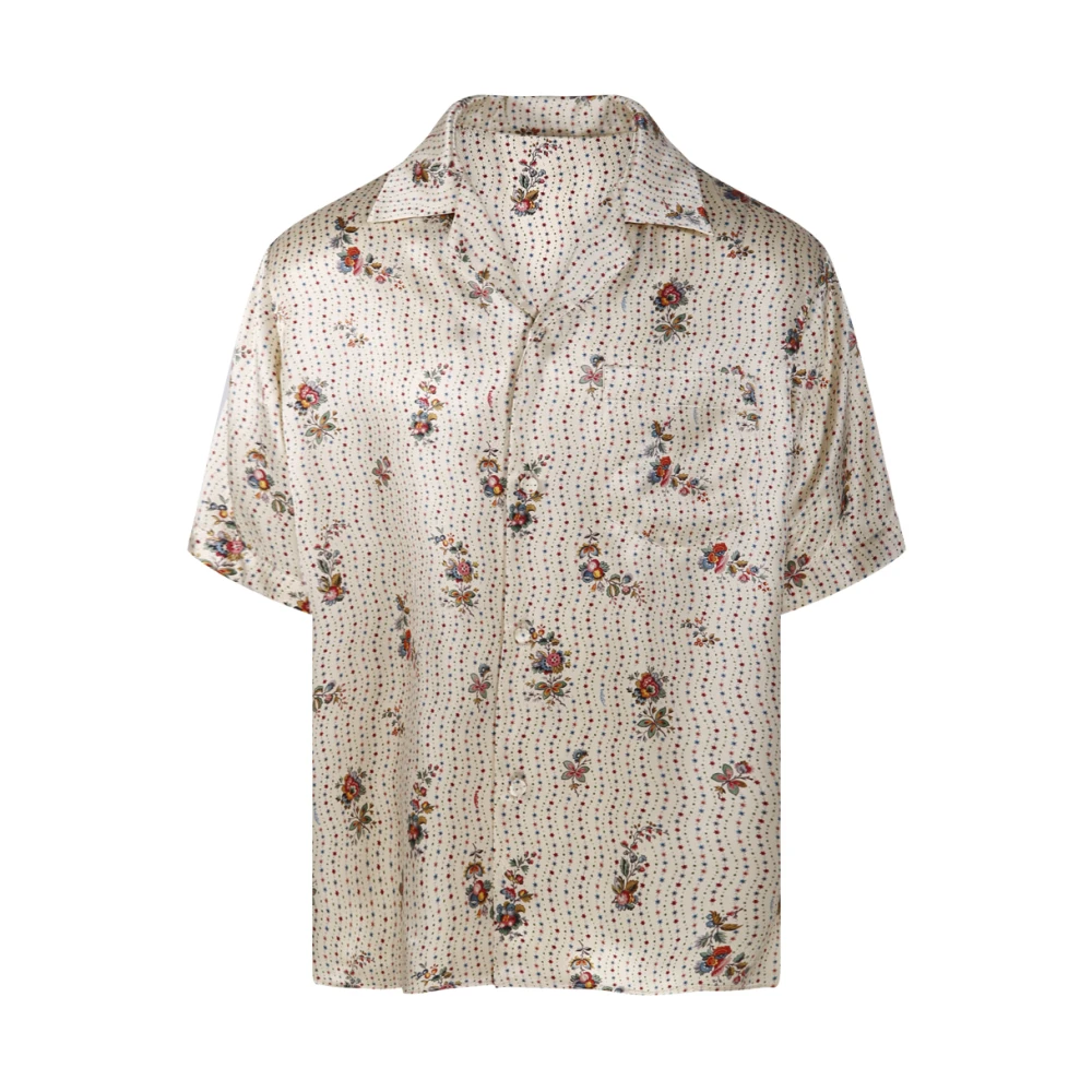 Valentino Men's Multicolor Silk Bowling Shirt With Papier Floral Print - Short Sleeve Shirts - S - Shirts
