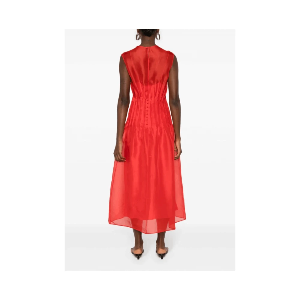 Khaite Rode zijden midi-jurk met plooien Red Dames