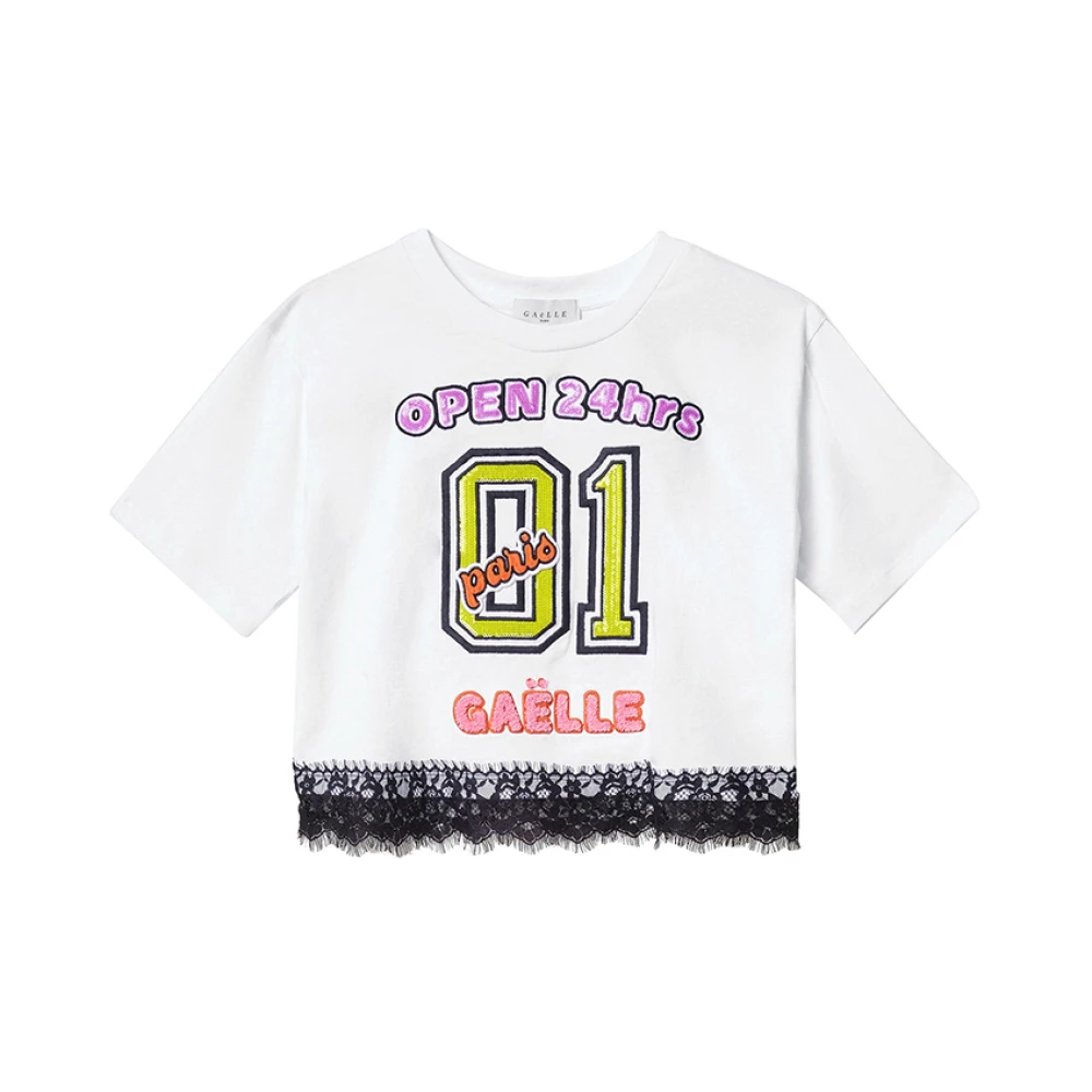Gaëlle Paris Witte Bloemen Oversized T-shirt White Dames