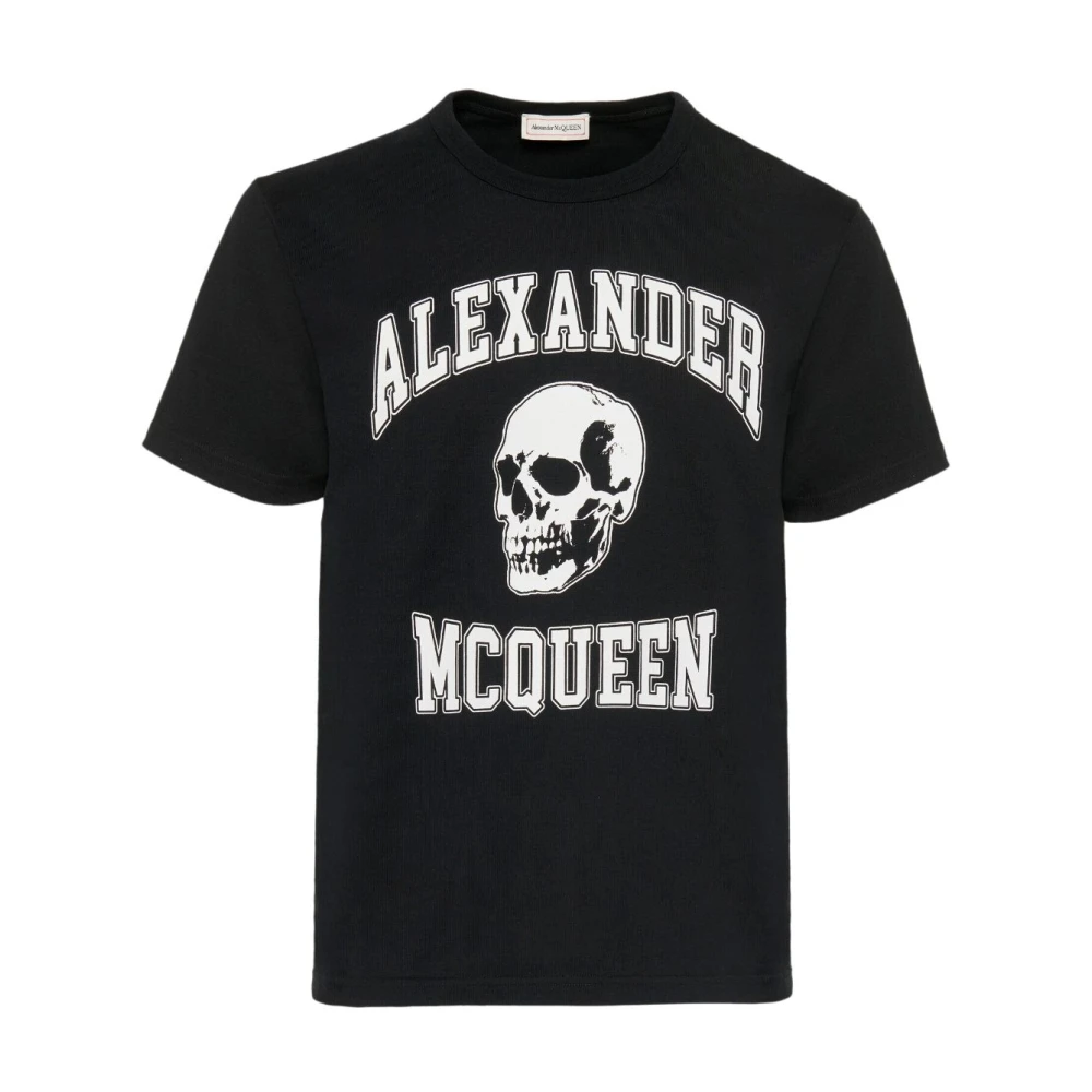Alexander mcqueen Oversized T-shirt met Skull Logo in Zwart Katoenen Jersey Black Heren