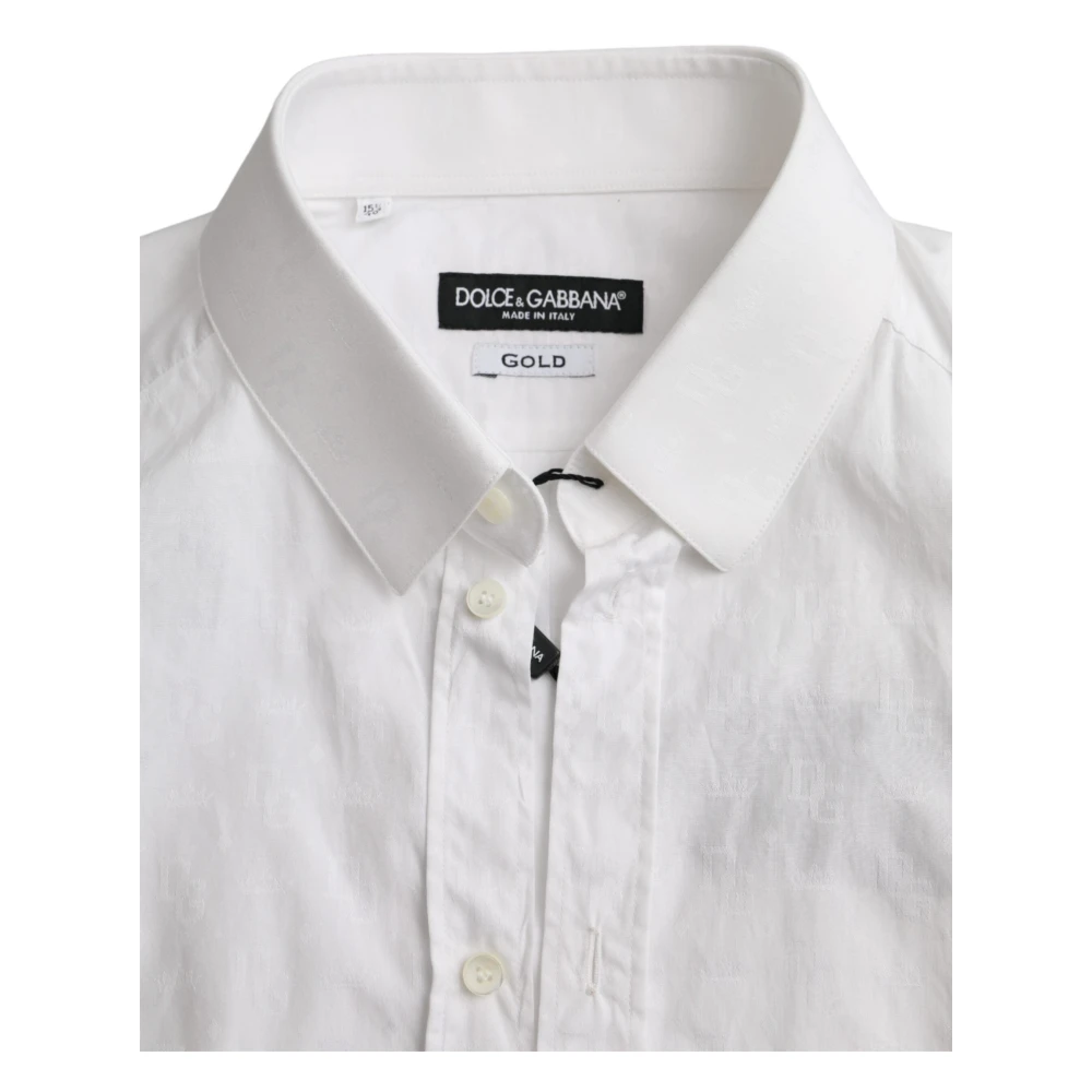 Dolce & Gabbana Wit Katoenen Shirt Gold Model White Heren
