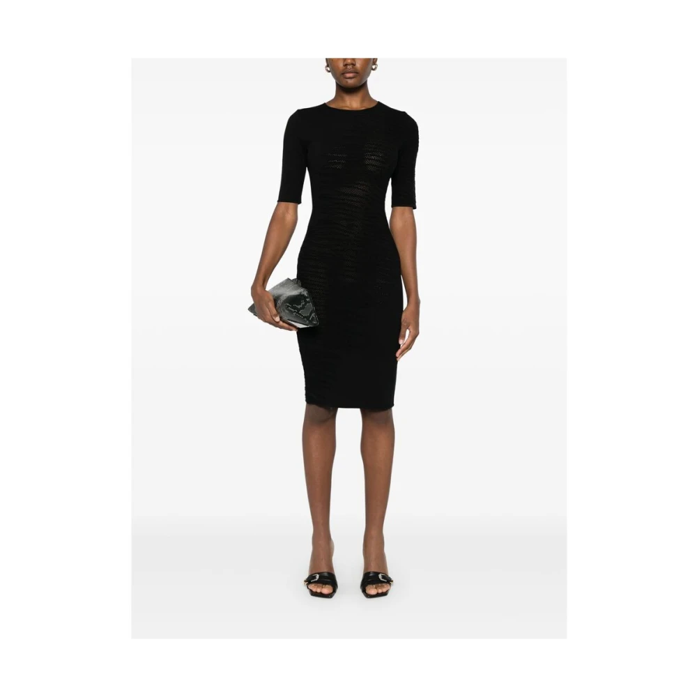Roberto Cavalli Crew Neck Jurk met Korte Mouwen Black Dames