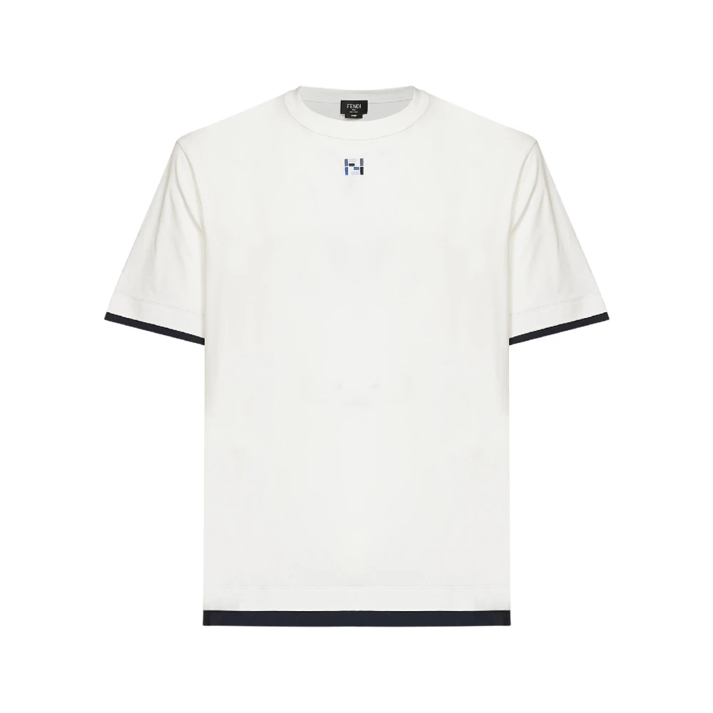 Fendi , T-Shirts, Male, White, L, Oversized Crewneck T-Shirt