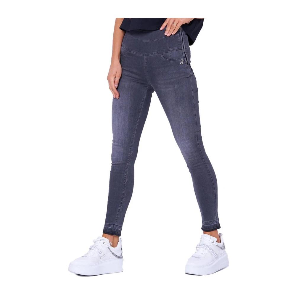 PATRIZIA PEPE Hoge taille skinny jegging jeans Gray Dames