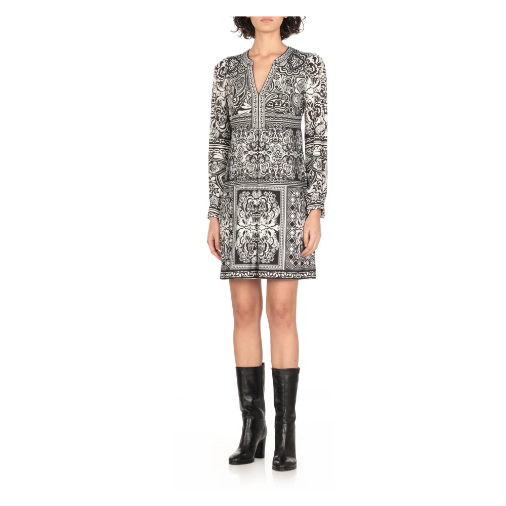 Hale Bob Bloemen V-Hals Jurk Zwart Black Dames