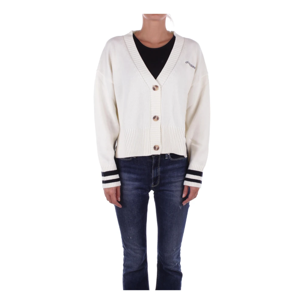 Guess Witte Cardigan met Logo-knoopsluiting White Dames