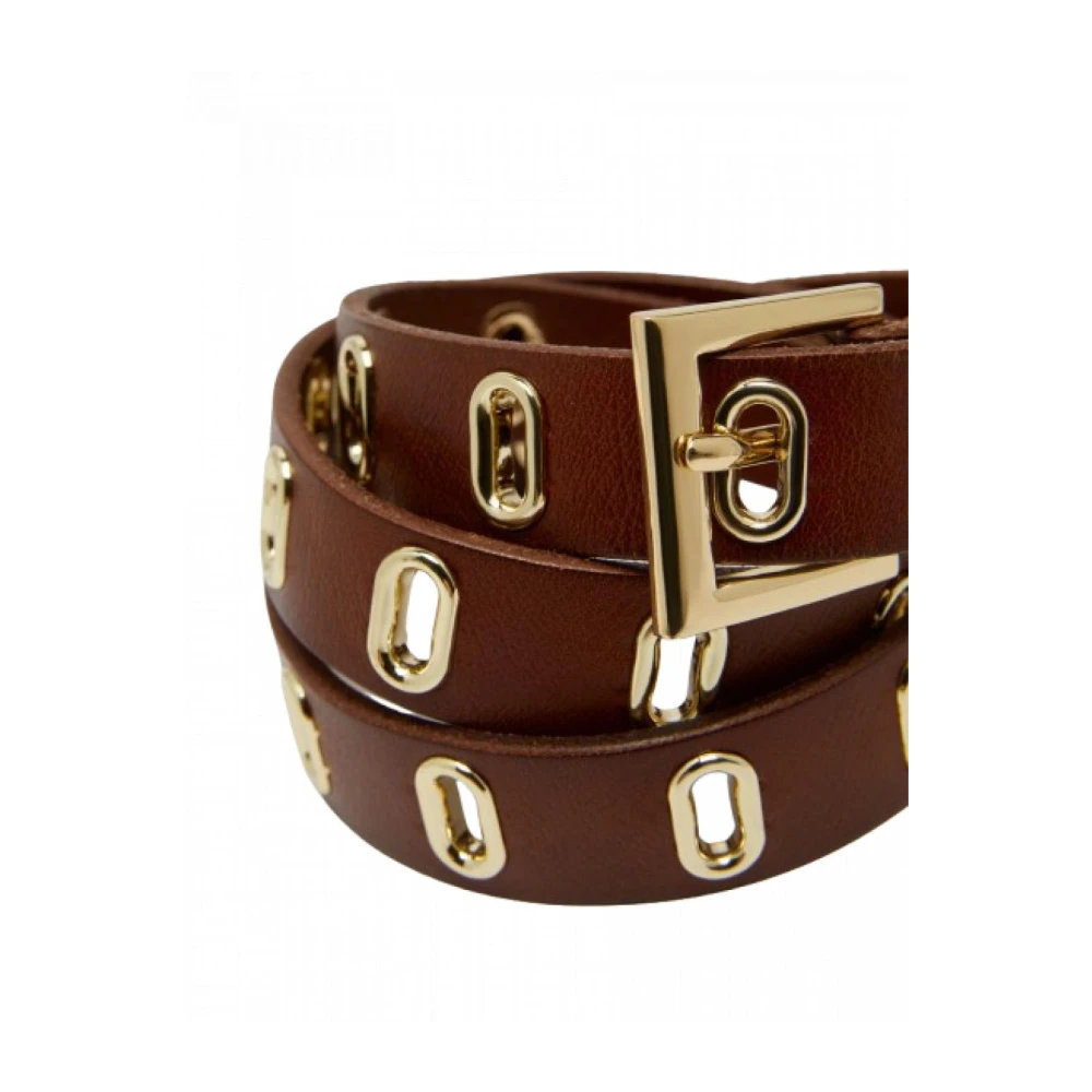 Pennyblack Leren riem met metalen details Brown Dames