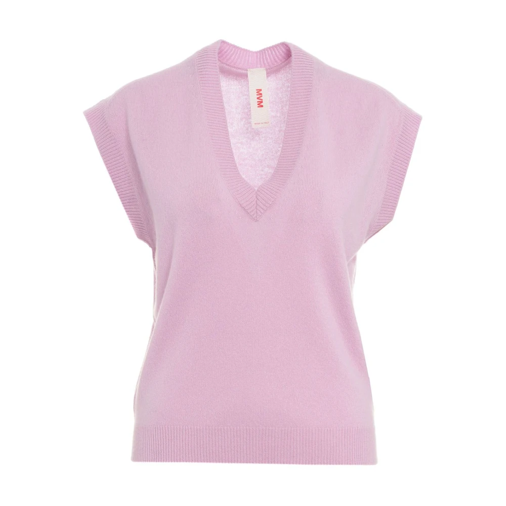 MVM Roze Kasjmier V-Hals Gilet Gebreide Kleding Pink Dames