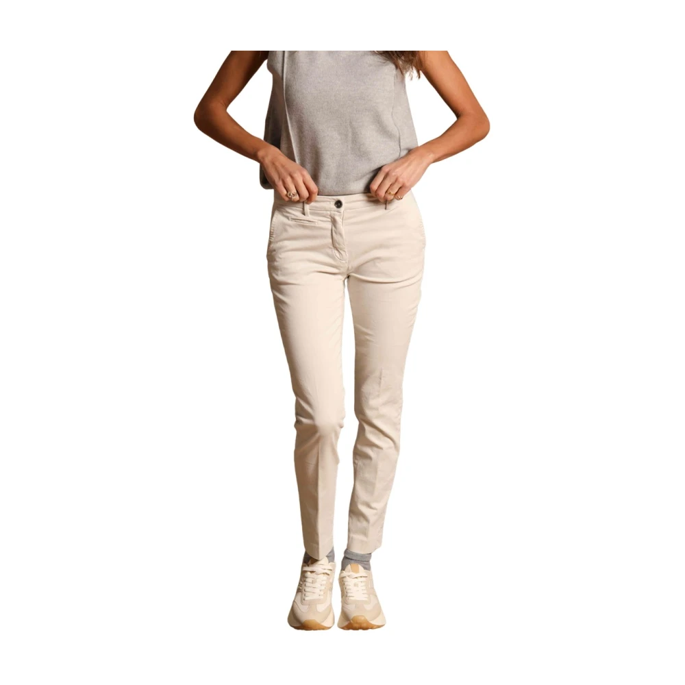 Mason's Slimme Dames Chino Broek in Satijn White Dames