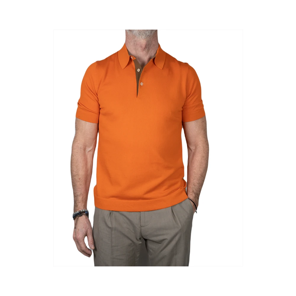 Gran Sasso Polo Shirts Orange Heren
