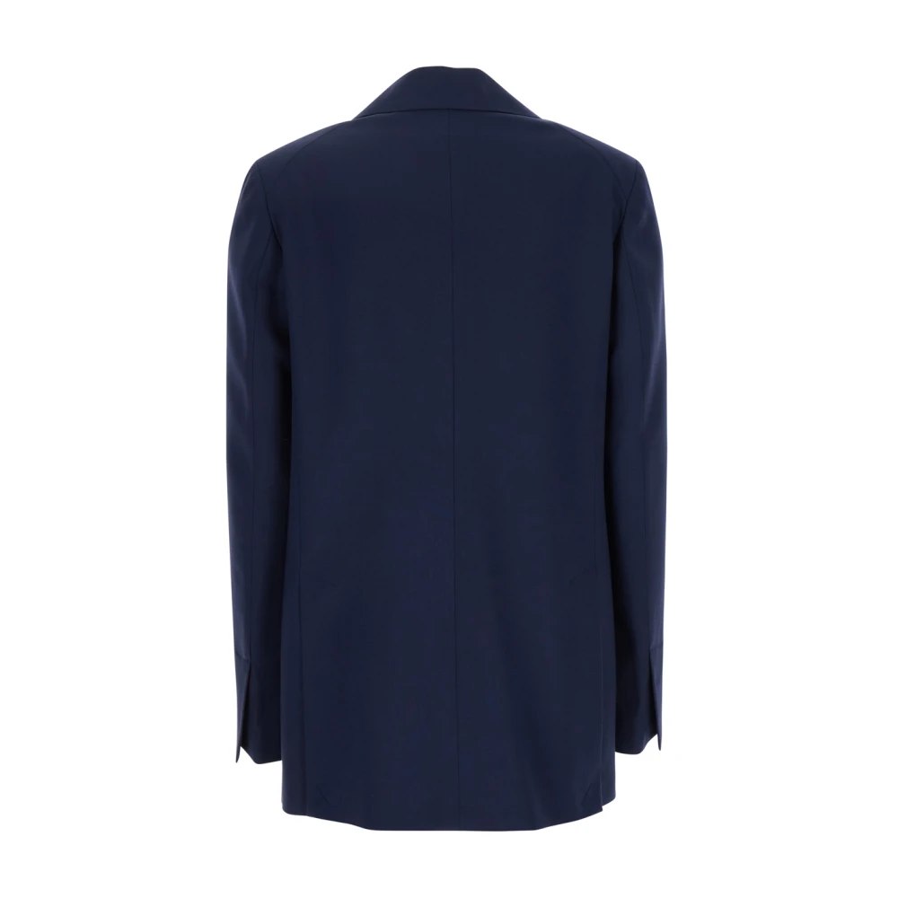 Semicouture Blauwe Single Breasted Tech Fabric Jas Blue Dames