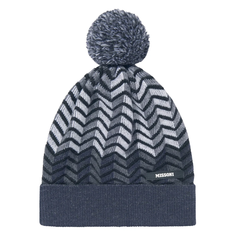 Missoni Boys Black Hats & Caps, 4 Y, Wool Zigzag Bobble Hat In