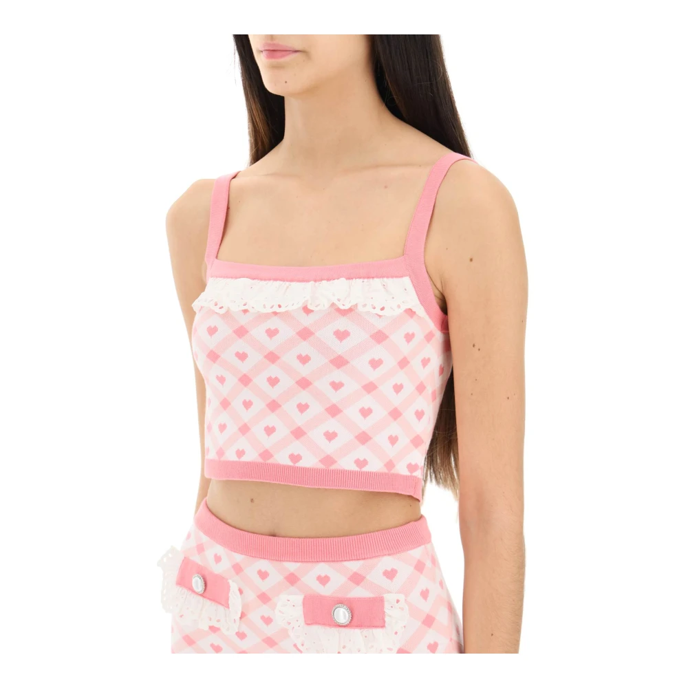 Alessandra Rich Checked cropped top Pink Dames