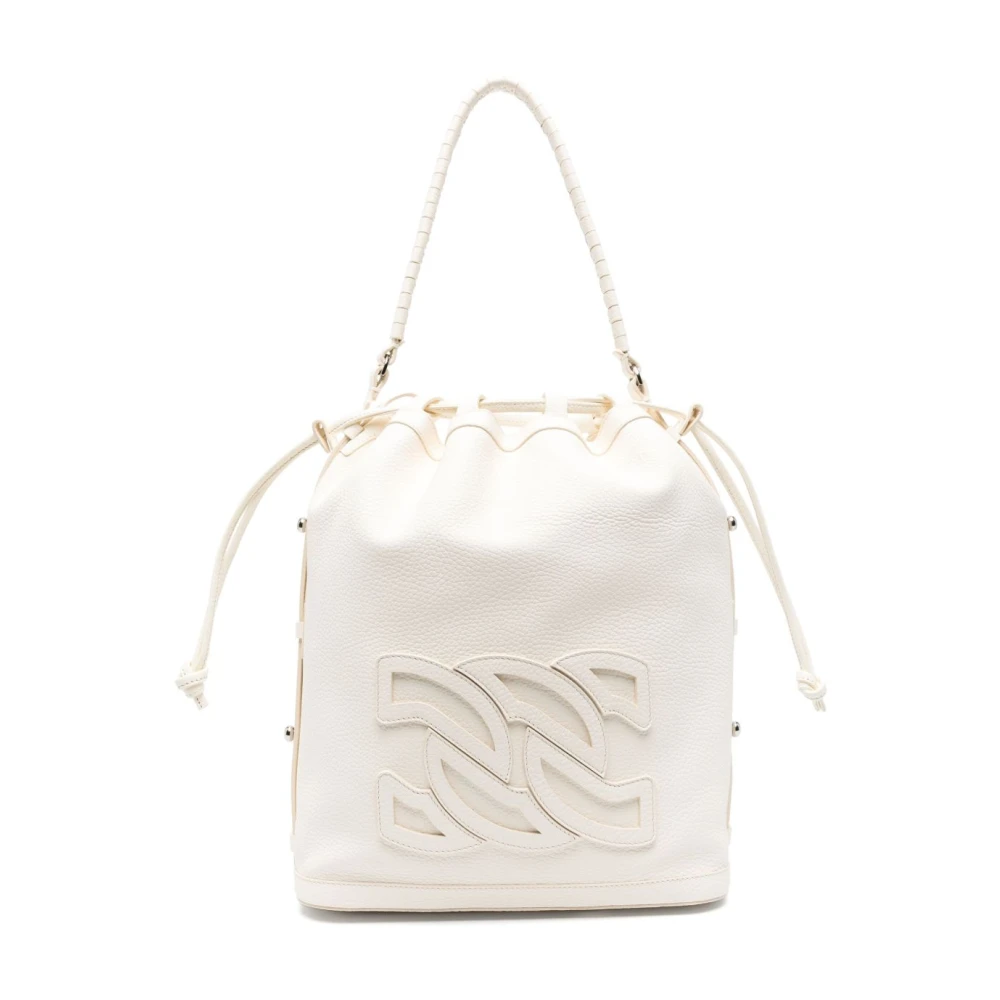 Casadei Witte Trekkoord Bovenhandvat Tas White Dames