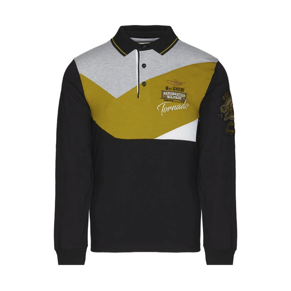 Aeronautica militare Color Block Poloshirt Black Heren