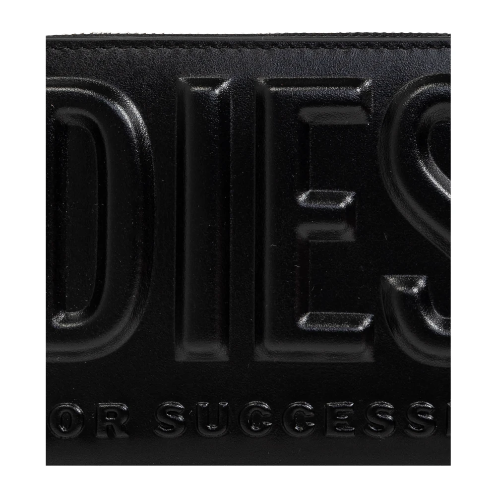 Diesel Portemonnee met 3D -Continenta logo Black Dames