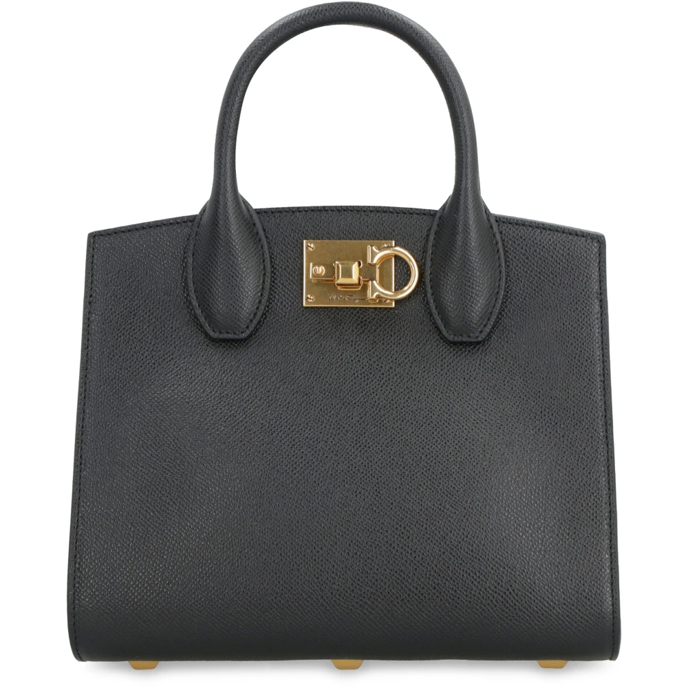 Salvatore Ferragamo Leren Mini Handtas met Druksluiting Black Dames