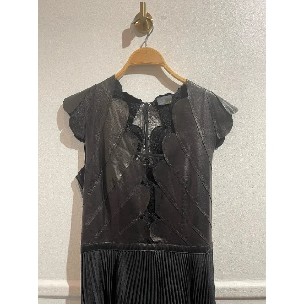 Fendi Vintage Pre-owned Leather dresses Black Dames