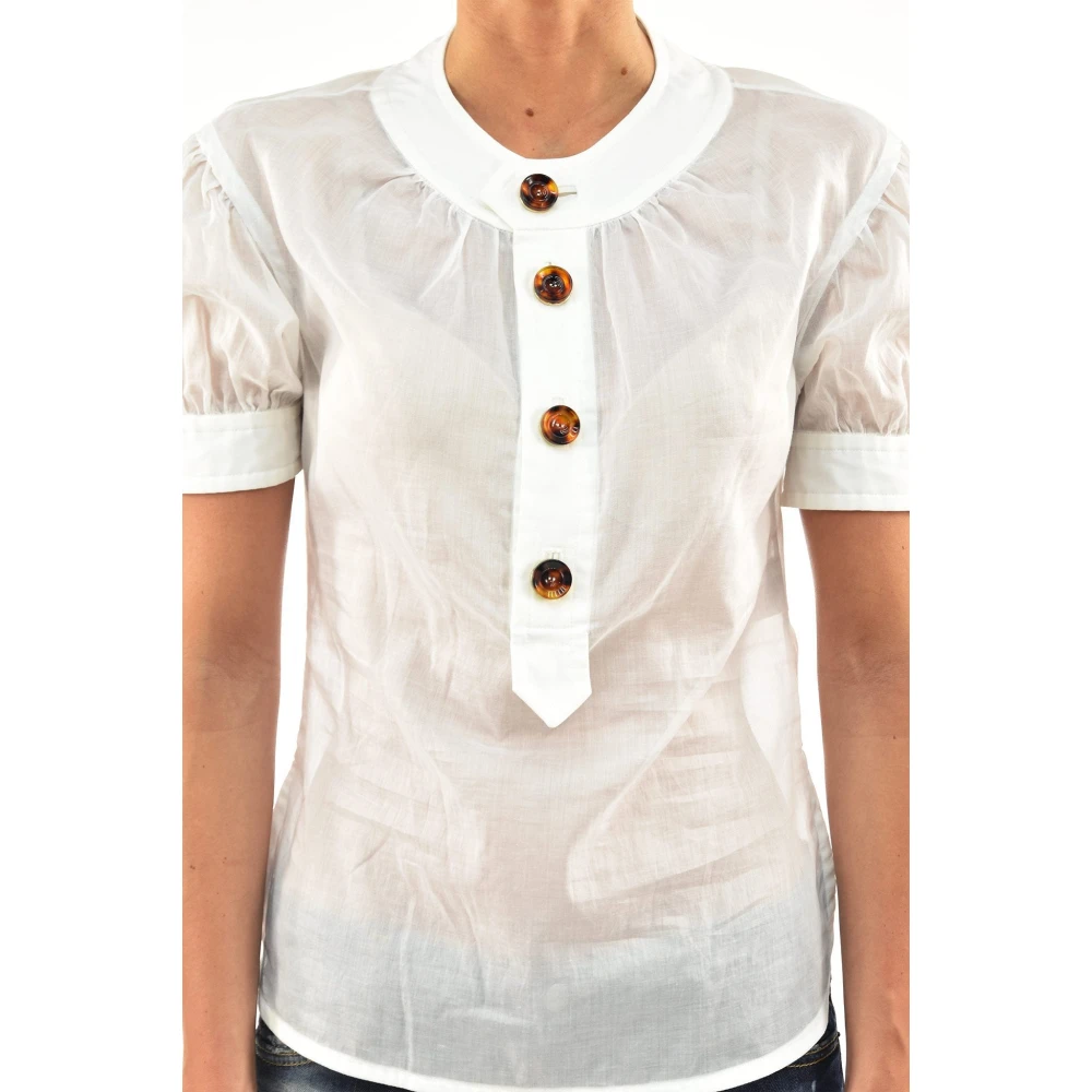 Dsquared2 Witte Dames Geknoopte Blouse Mod.S75DL0183S35278010 White Dames