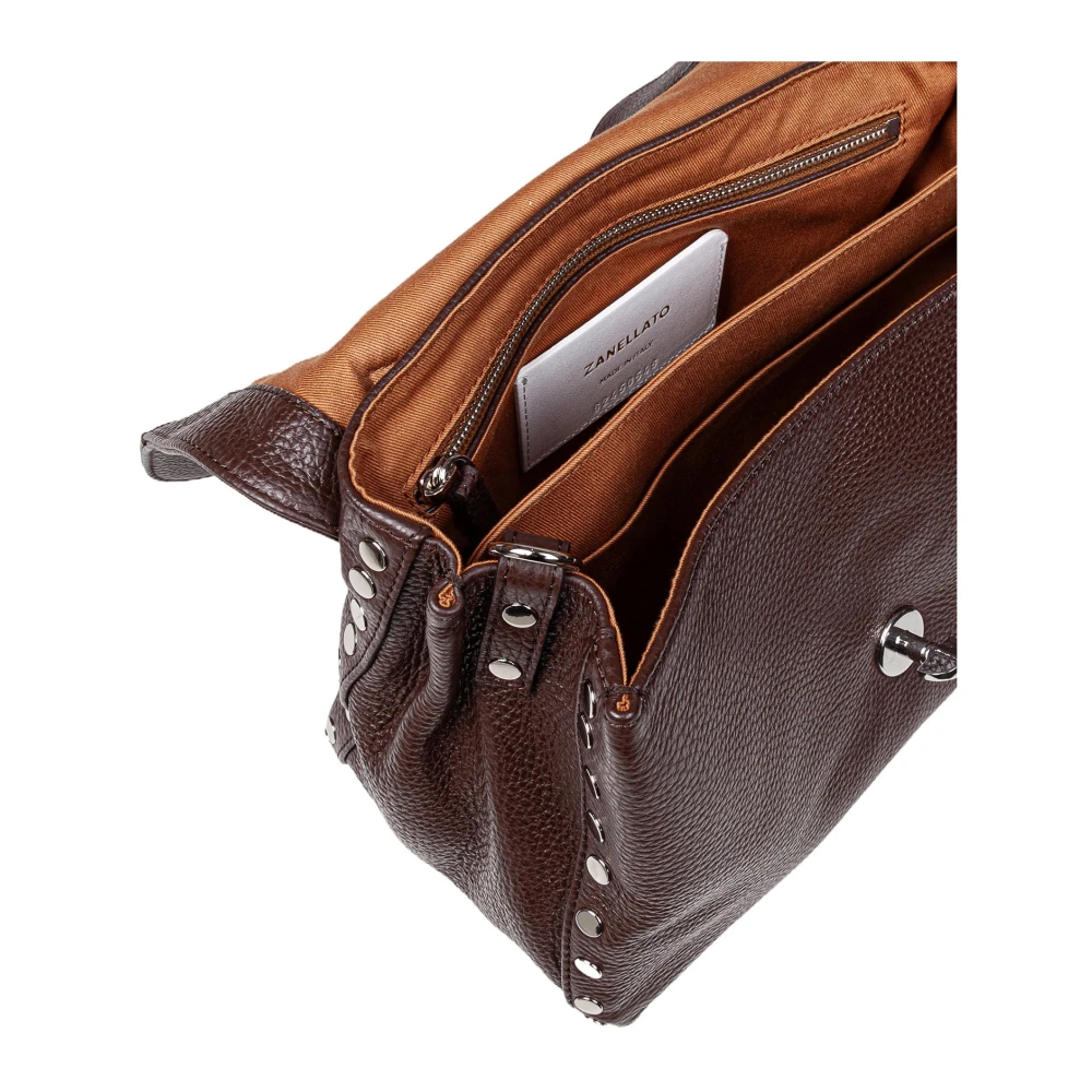 Zanellato Bruine leren schoudertas Modica Brown Dames