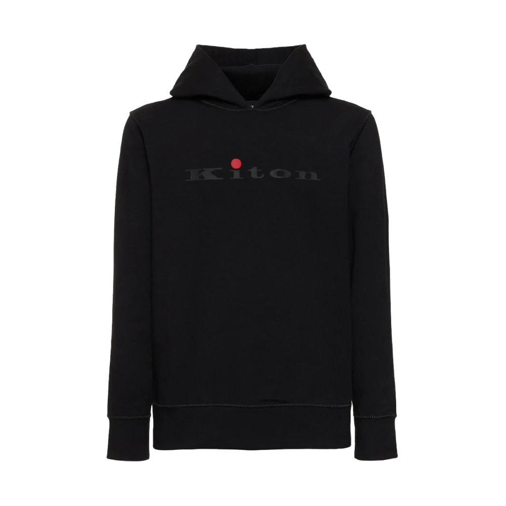 Kiton Katoenen hoodie met voorlogo print Black Heren