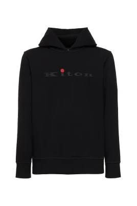 Bomulls Hoodie med Logotryck Fram