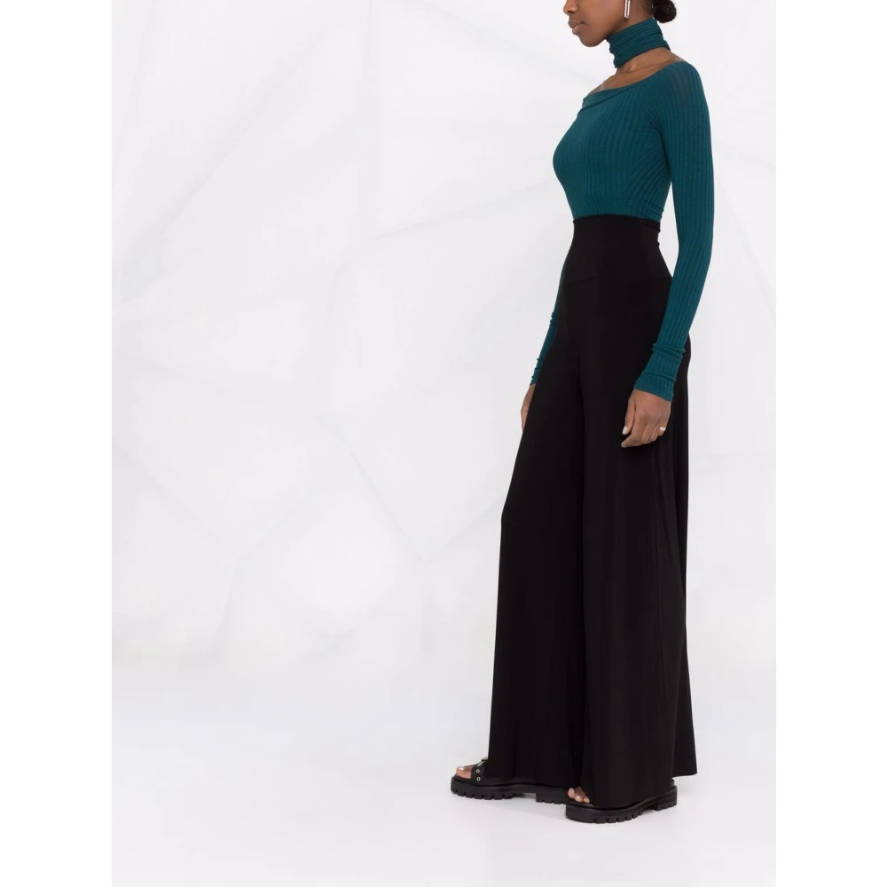 Norma Kamali Zwarte hoge taille uitlopende broek Black Dames