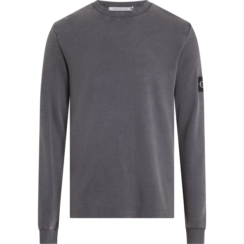 CALVIN KLEIN JEANS longsleeve met ingebreid patroon washed black