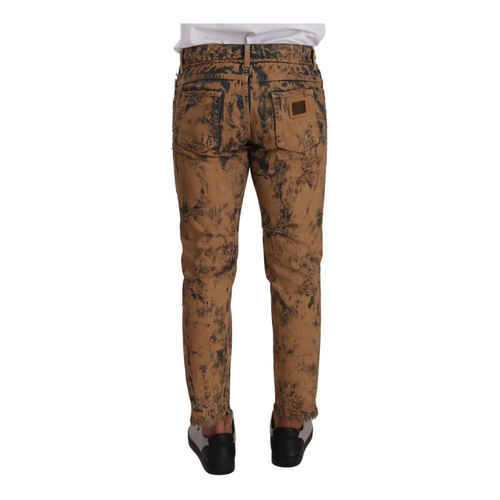 Dolce & Gabbana Versleten Denim Broek Jeans Brown Heren