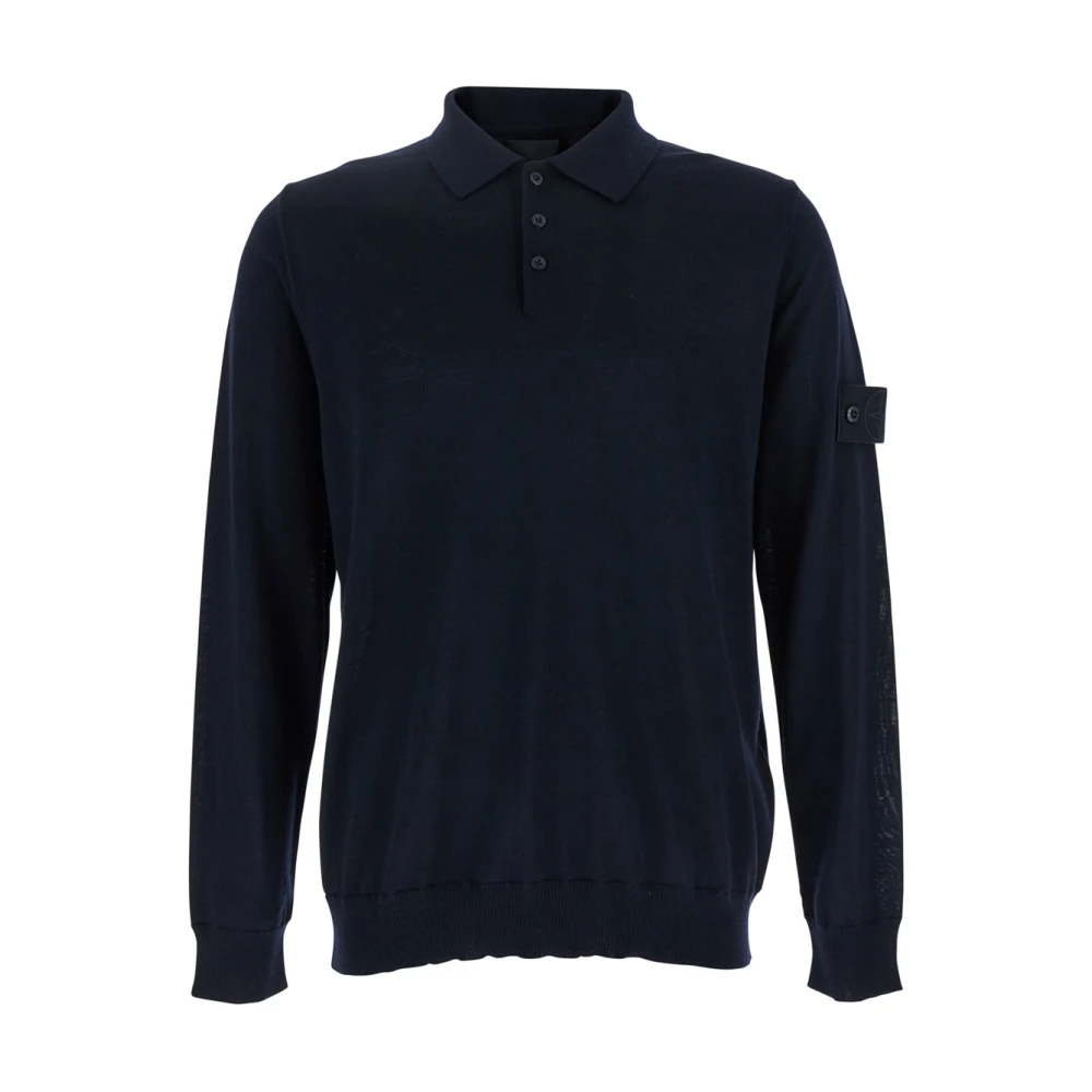 Stone Island Blauw Polo Shirt met Kompas Logo Blue Heren