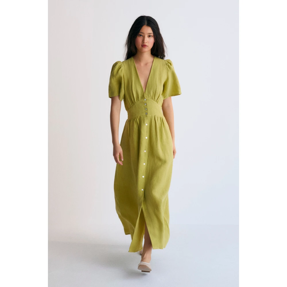 The New Society Hera Jurk Palm Yellow Dames
