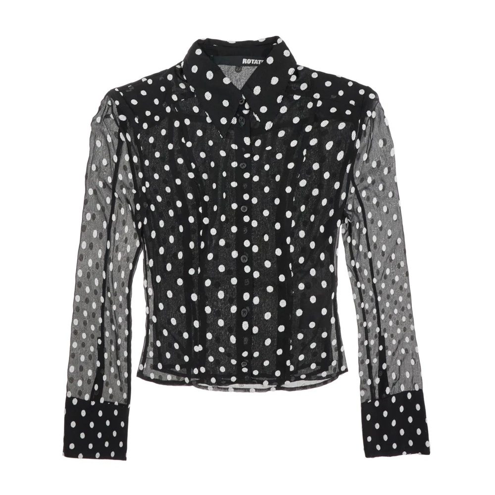 Rotate Birger Christensen Polka Dot Sequin Chiffon Blouse Black Dames