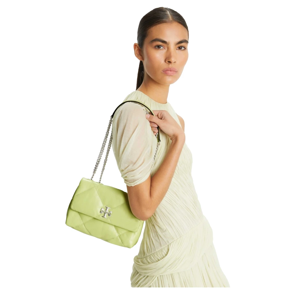 TORY BURCH Gewatteerde Schoudertas met Kettingband Green Dames